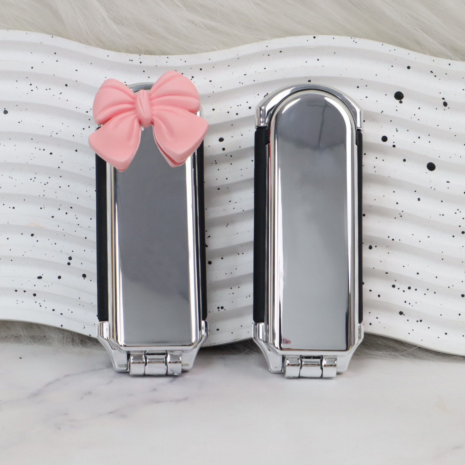 Shunfa plegable espejo peine de plástico de viaje portátil plegable airbag peine portátil espejo cosmético de doble uso integrado espejo peine