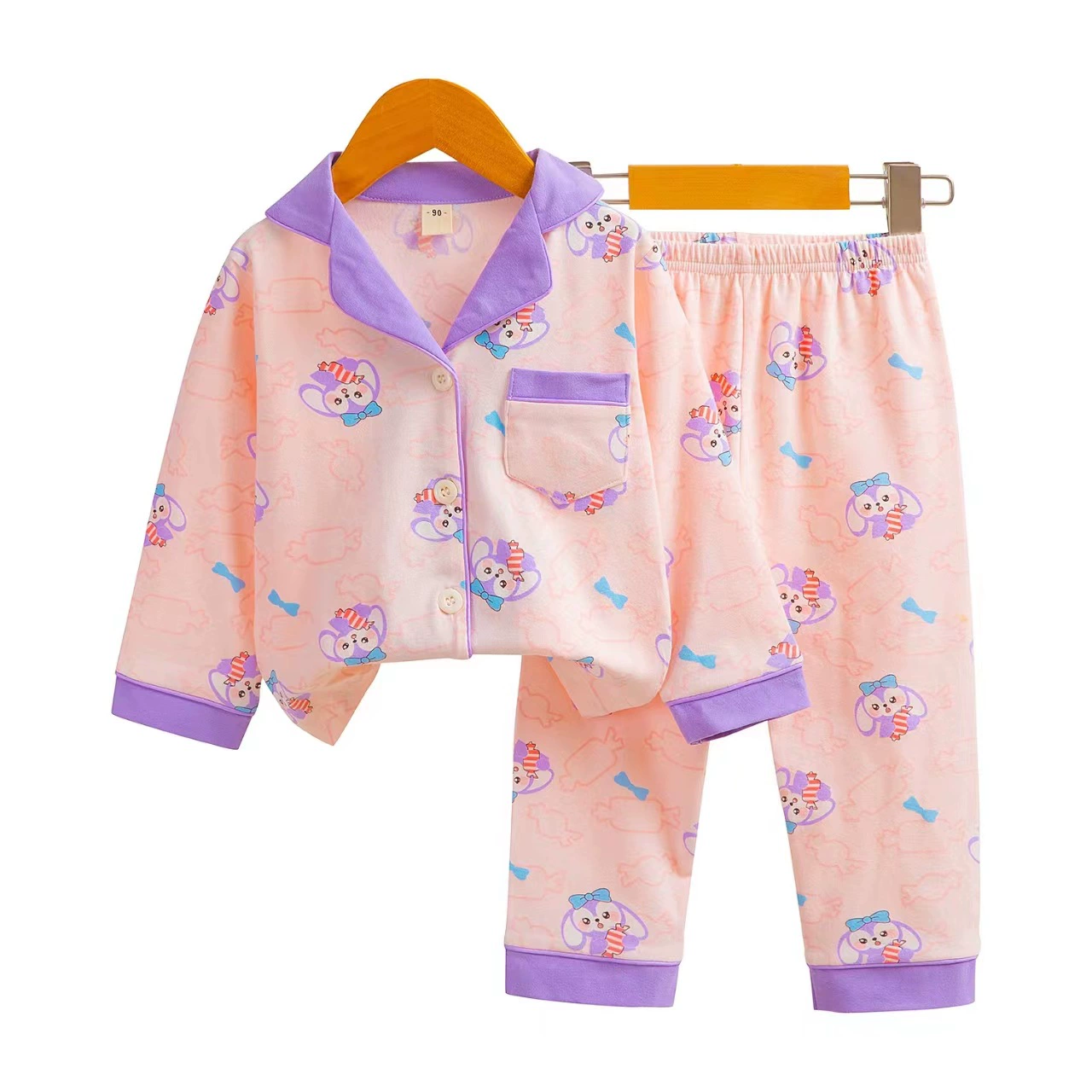 Children's long-sleeve, pijama, set, cardigan, cartoon trousers, children's clothing