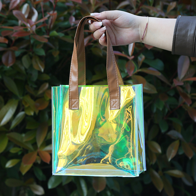 Colorful pvc transparent laser tote bag jelly bag plastic bag custom printed LOGO fashion backpack gift bag Colorful pvc transparent laser tote bag jelly bag plastic bag custom printed LOGO fashion backpack gift bag