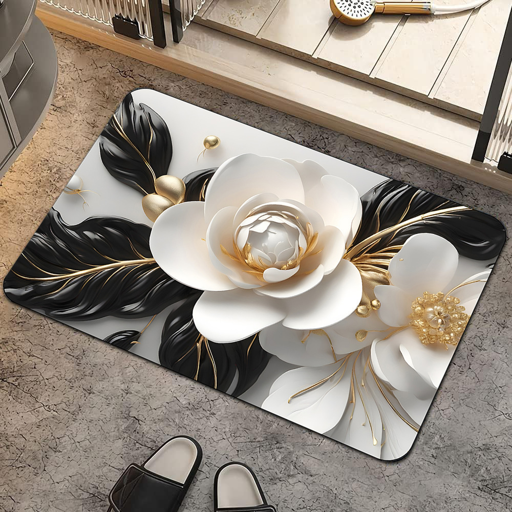 Alfombrilla de barro de diatomeas de flores tridimensionales de lujo ligero transfronterizo, alfombrilla de baño, alfombrilla de pie absorbente y antideslizante para el hogar, alfombrilla de entrada