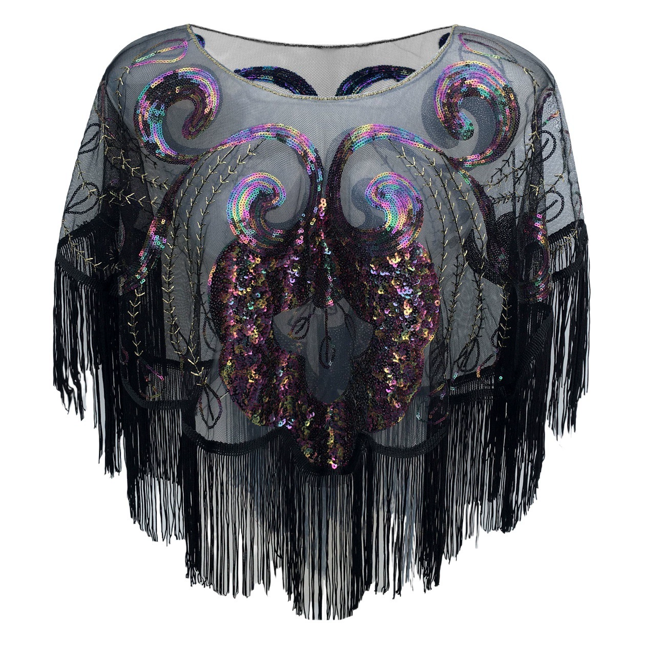 Трансграничные европейских и американских 1920 старинных вечернее платье банкет кисточкой блестками шаль мяч мыс верхняя одежда партии шарф