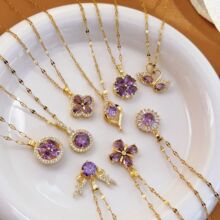 �䓲���ɫ�ٴ�r����Ů�18K��΢��ʯ���~���p����ɫ�i���