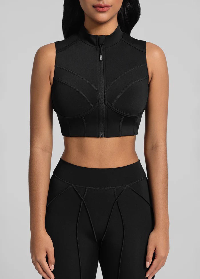 Zippered Sports Bra With Removable Breast Pads, Breathable And Supportive, Suitable For Fitness, Running, And Yoga._desvips.com