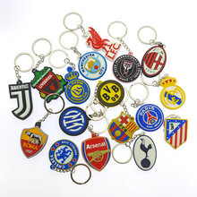 皇马巴萨巴黎AC阿森纳切尔西利物浦尤文队徽球标PVC双面钥匙扣链