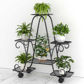 跨境铁艺花架子全拼插多层落地式可移动室内阳台客厅家用花盆托架