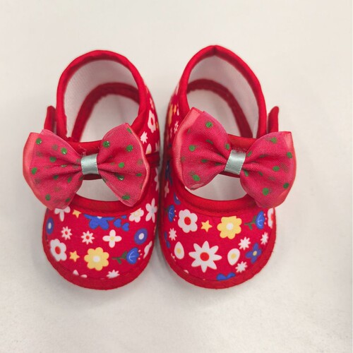 Baby shoes, soft soles, small floral velcro, toddler shoes, bow tie, non-slip cloth soles, single shoes, front shoes