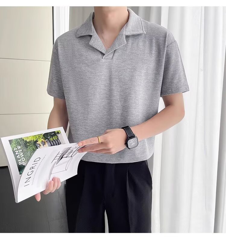Camicia collo cubano uomo oversized texture waffle maniche corte_voghion.com