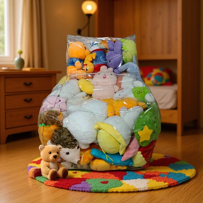 网红透明沙发娃娃座椅收纳充气椅子玩偶同款毛绒填充卧室