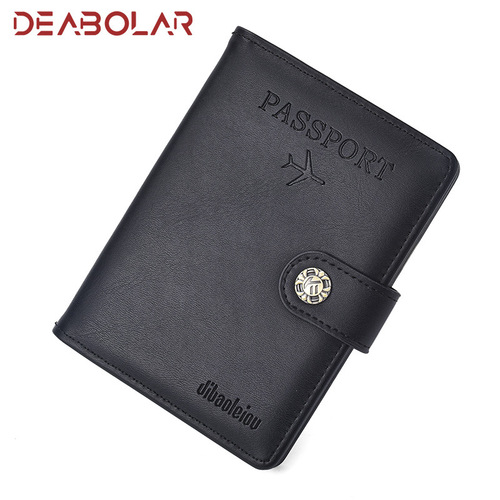 New fashionable buckle boarding pu leather document bag airplane travel passport book protective cover multifunctional passport bag