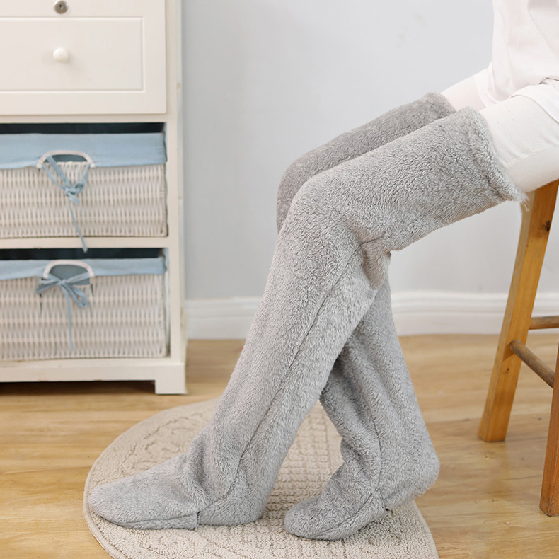 Ancianos rodillera caliente vieja pierna fría articulación de la rodilla a prueba de frío rodillera larga calcetines cubierta de la pierna dormir pie almohadilla de la pierna engrosada