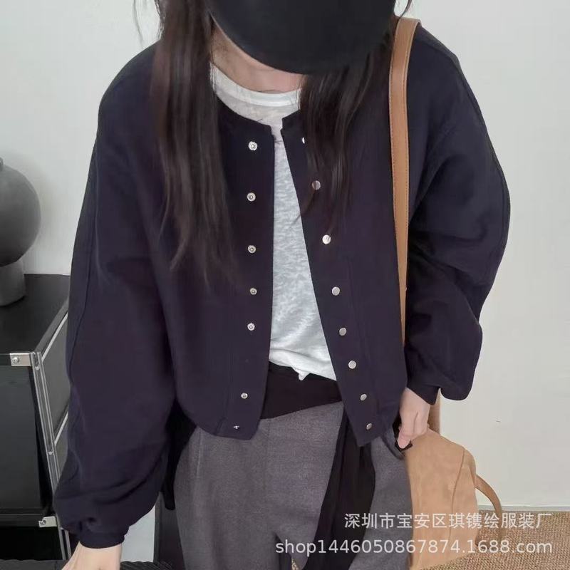 琪镌绘制卫衣开衫短外套女早春秋2025新款欧货女装时尚棒球服夹克|undefined