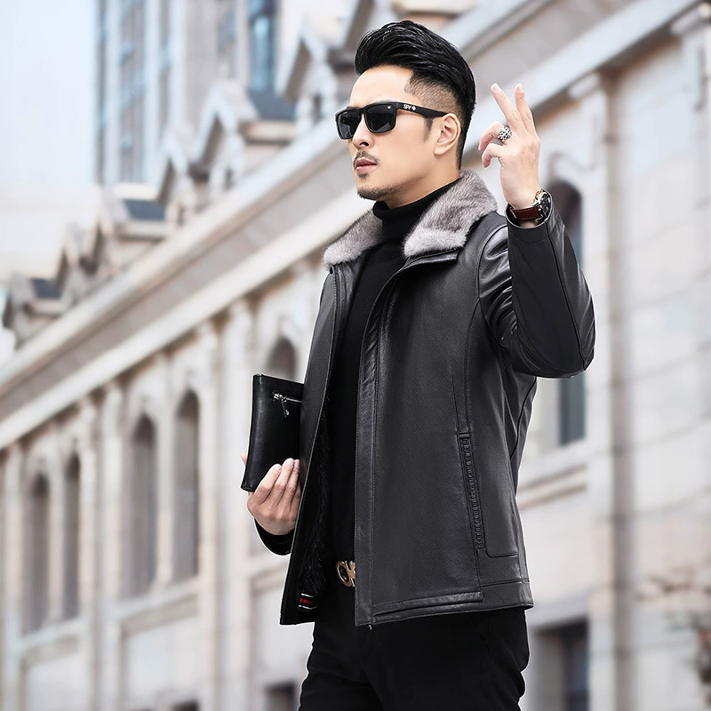 Liner, leather winter jacket, cowhide, genuine leather