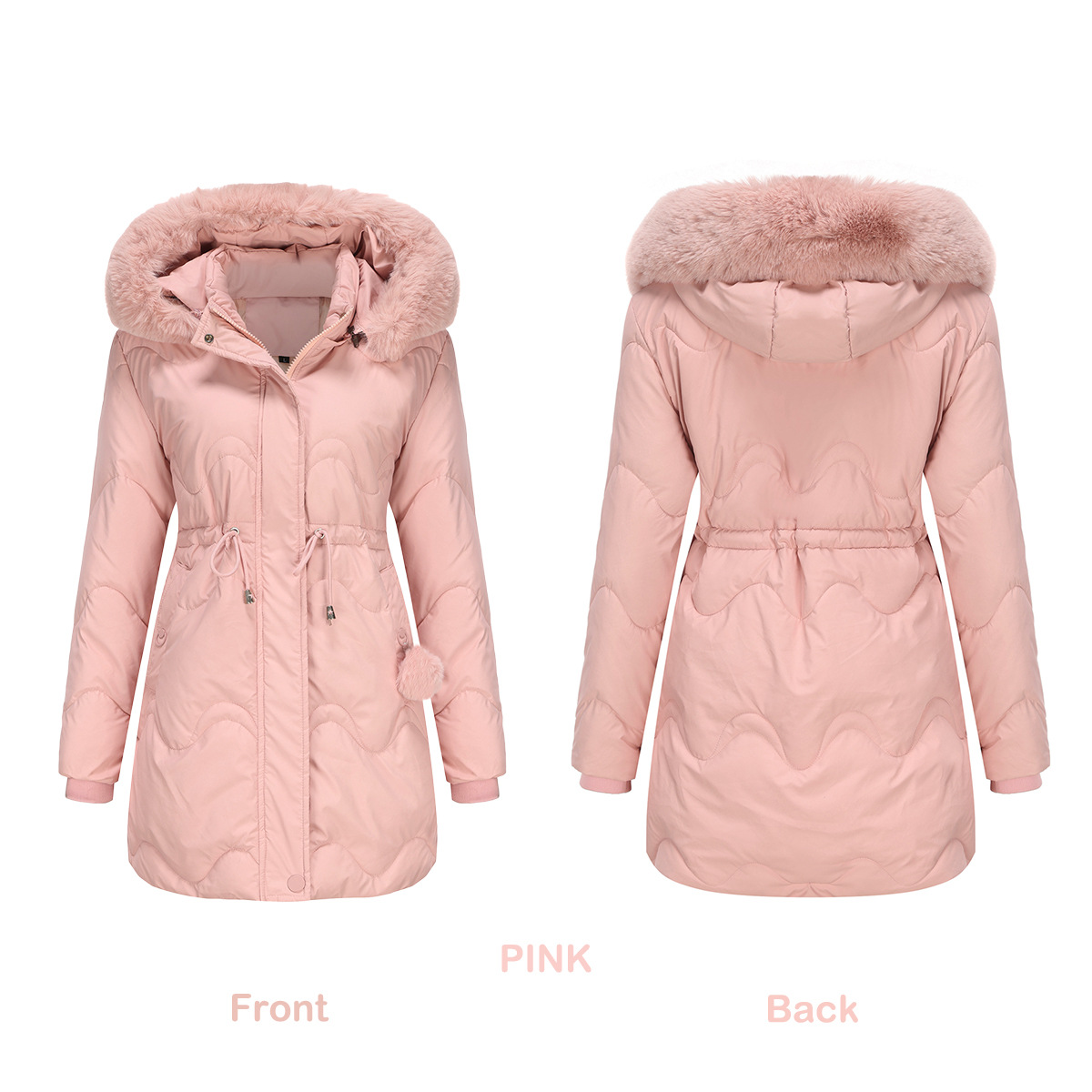 Damenbekleidung Neue Damen-Baumwollkleidung Abnehmbare Mütze Wolle Herbst und Winter Warme Parkajacke Abnehmbare Kapuze Mittellange Jacke für Damen_voghion.com