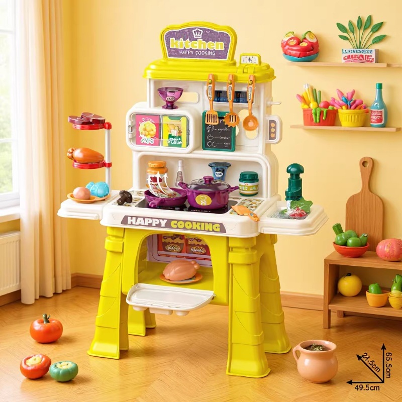 Simulación de sonido y luz transfronterizos para niños mesa de cocina conjunto de mesa de cocina simulación de cocina mesa de mesa de juguetes