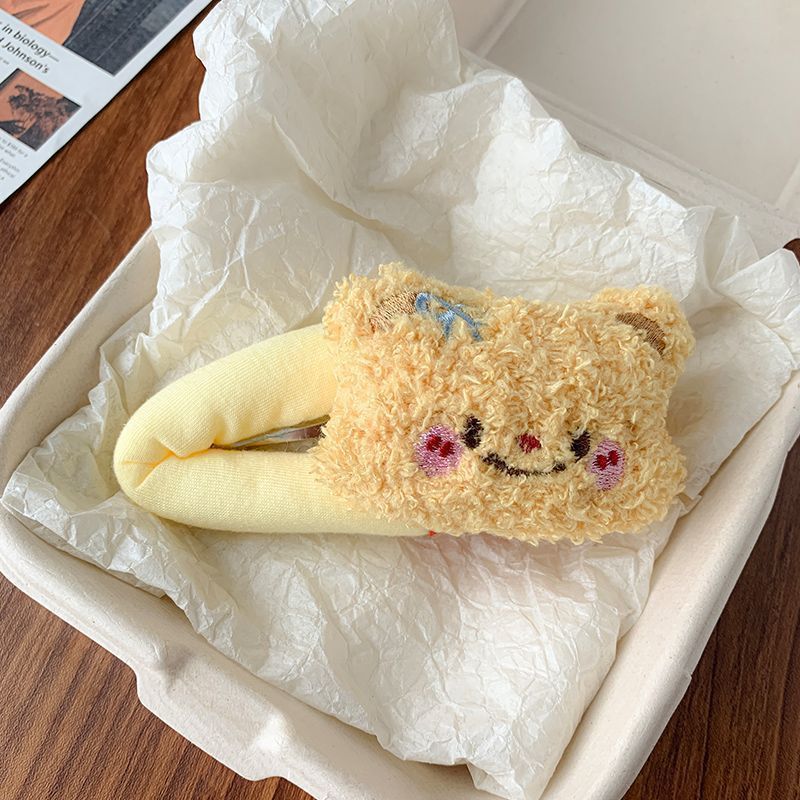 可爱黄油小熊发夹女侧边刘海夹毛绒公仔碎发夹卡通个性少女心发饰|undefined