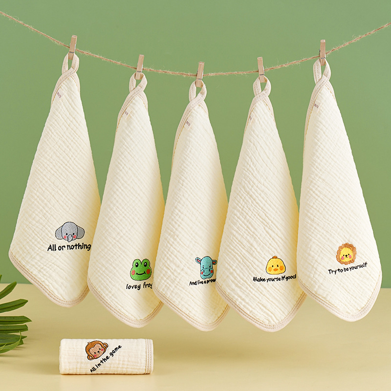 Pure cotton square towel four-layer Zou cloth saliva towel 5 pack absorbent baby infant hand towel children's saliva towel