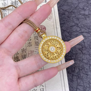新中式沙金可转动八宝罗盘带钻项链女复古高级感轻奢中古风项饰