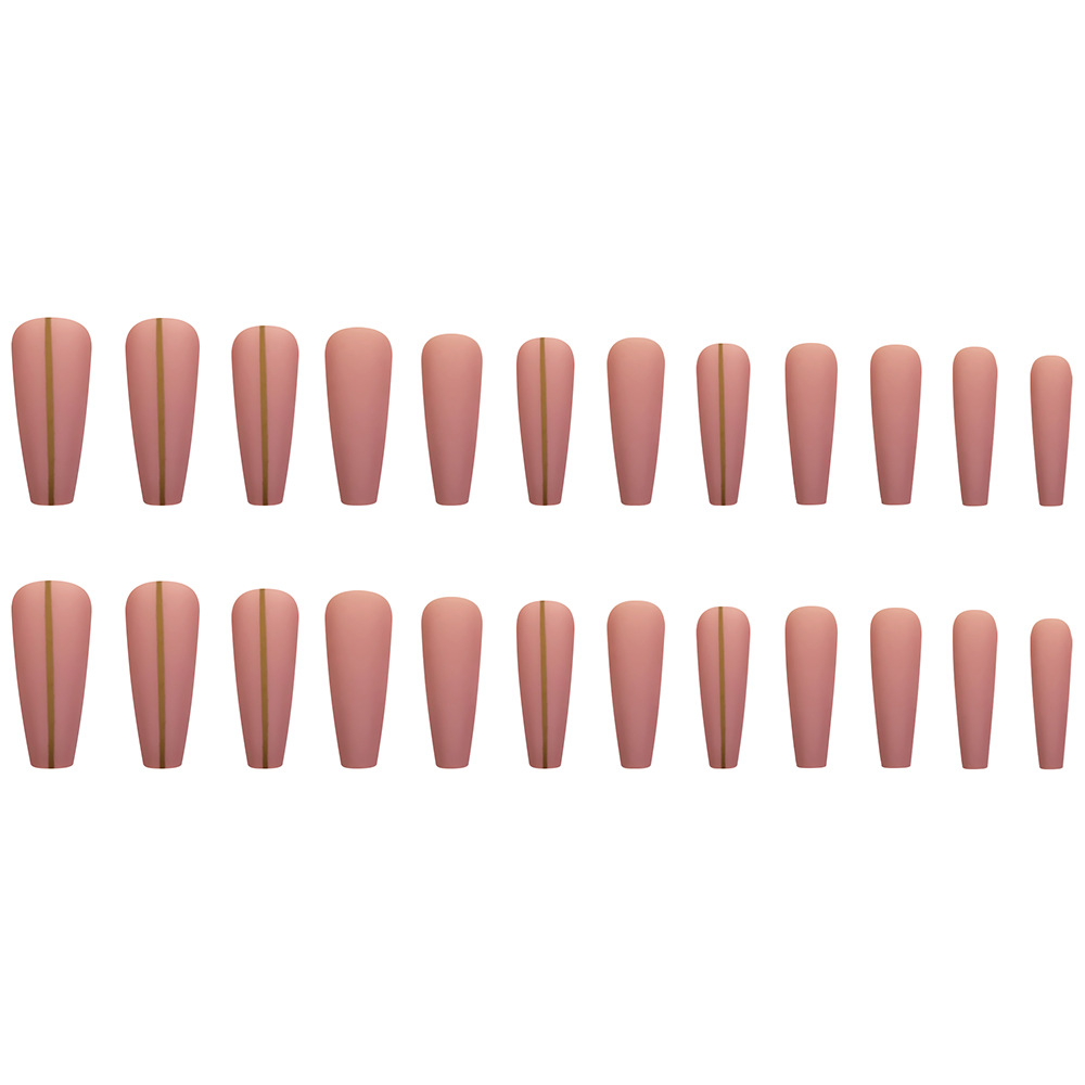 Color marrón rosa oro esmaltado manicure largo venta caliente transfronteriza para usar uñas de ballet 24 piezas empaquetadas parches de uñas terminados