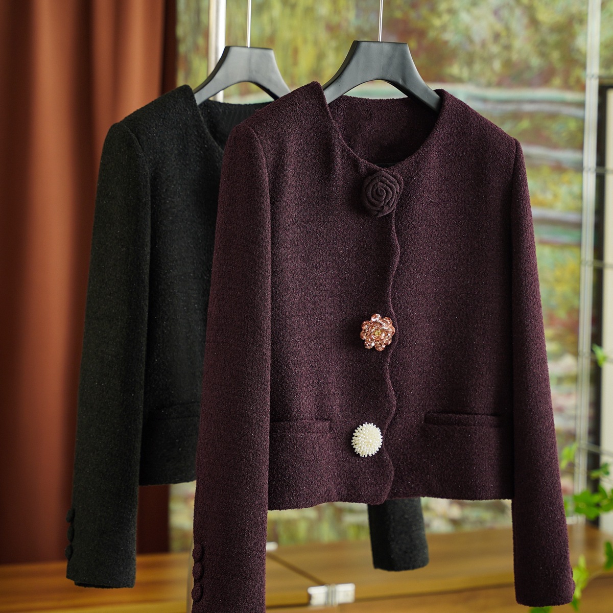 Bright Silk Tweed Short Jacket for Women 2024 Autumn and Winter New Style 093 #