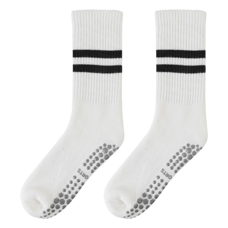 Calcetines de yoga al por mayor, calcetines antideslizantes, calcetines de media pantorrilla de algodón puro a rayas, calcetines deportivos para interiores, calcetines de Pilates para fitness
