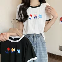 Одежда для кормления грудью на лето, новый стиль, короткая цветная футболка с цветочным принтом и короткими рукавами, одежда для послеродового кормления грудью