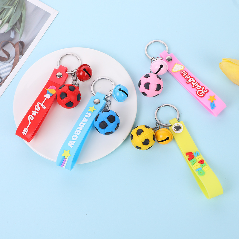 Cartoon small three dimensional football keychain PVC from soft…