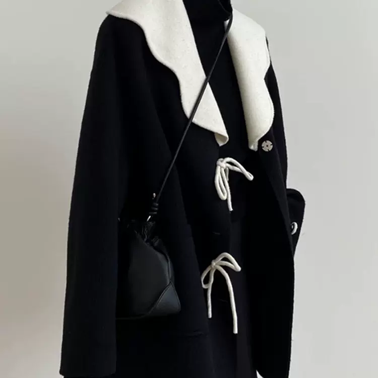 超好看黑色深冬呢子大衣女入冬季2025新款毛呢外套加厚小个子