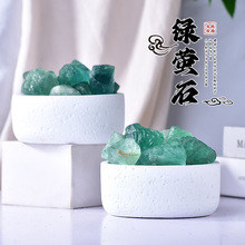 厂家天然绿萤石原石装饰水晶消磁花盆鱼缸装饰水晶摆件扩香石