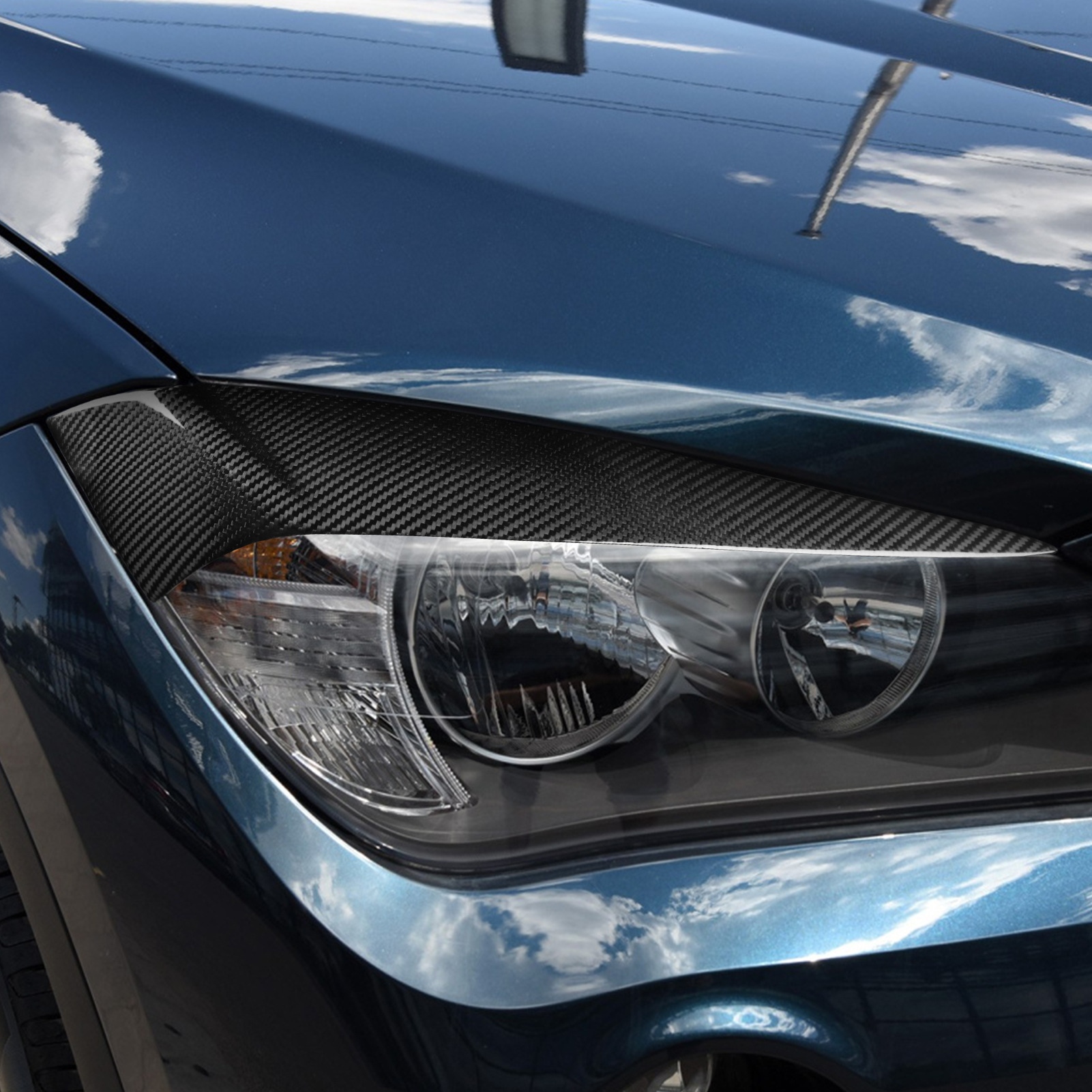 Suitable for BMW X1 E84 carbon fiber car head modification lamp eyebrow eyebrow headlight decorative strip lamp eyebrow patch