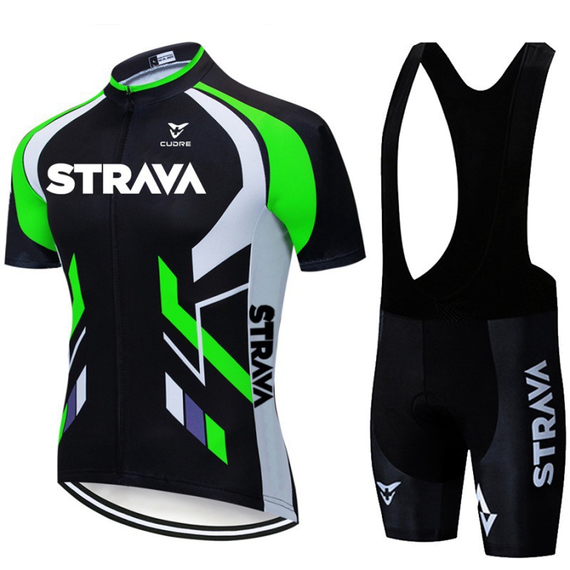 Cross-Border Hot Selling Strava Cycling Jersey Suspenders Cycling Suit Pants Cycling Team Version Short-Sleeved Suit Factory Wholesale