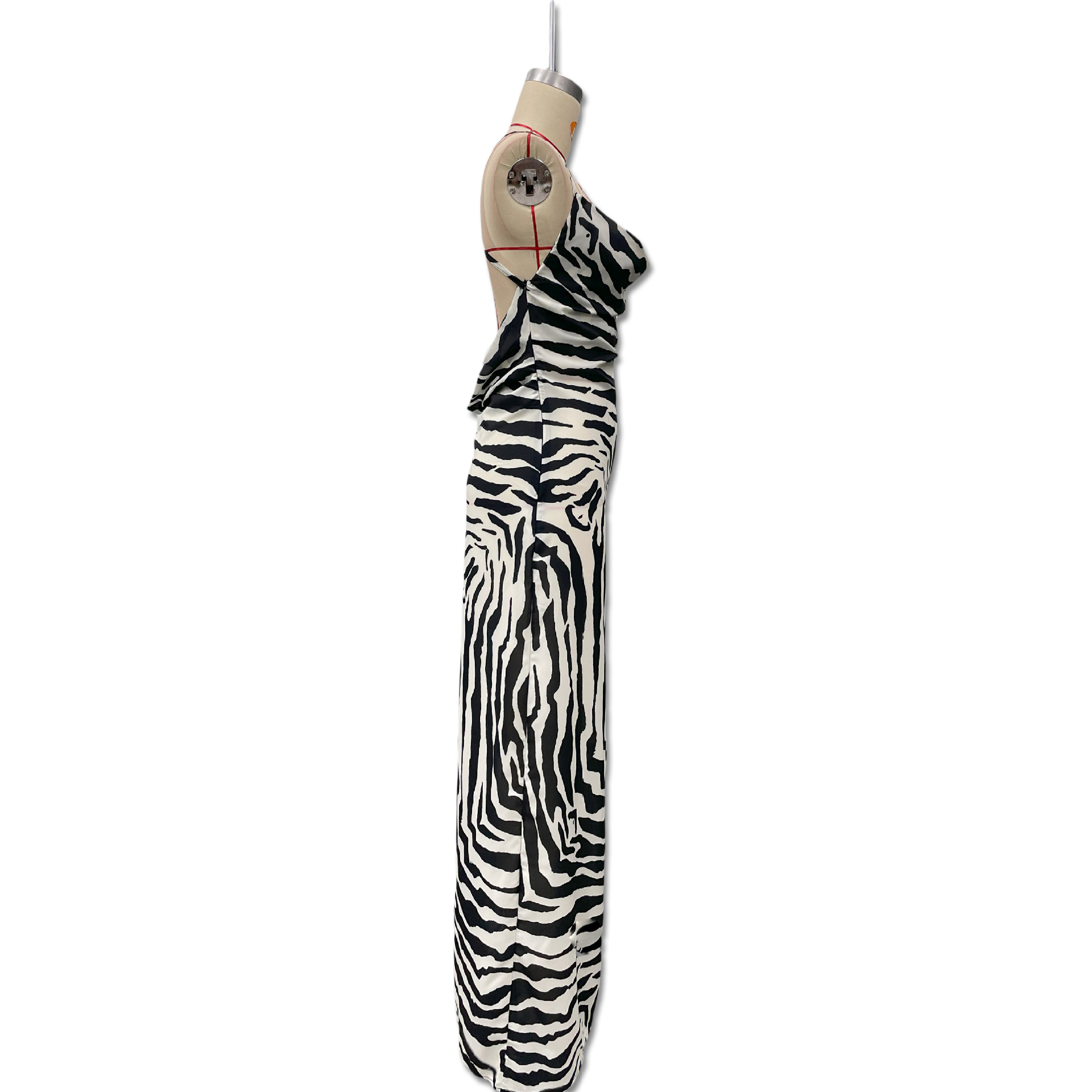 Women's Zebra Print High Slit Dress See-through Tie Waist Sexy Vacation Style Clothing for Fall Fashion 2024_ecoleips.com
