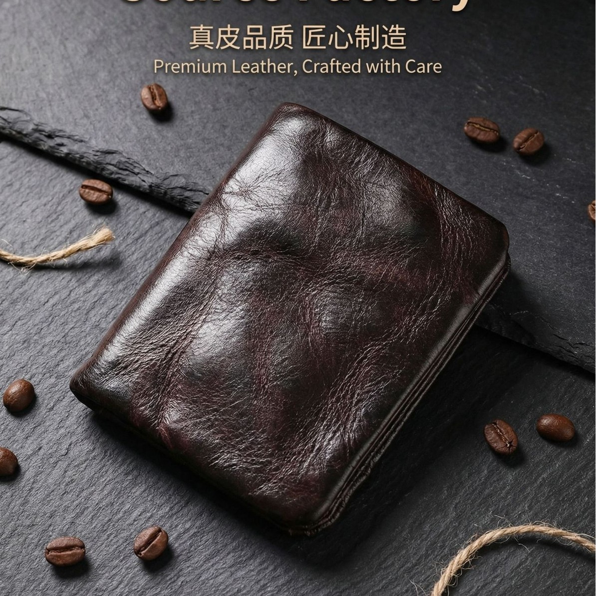 头层牛皮钱包大钞位拉链复古竖款卡包男真皮手工褶皱大容量皮包