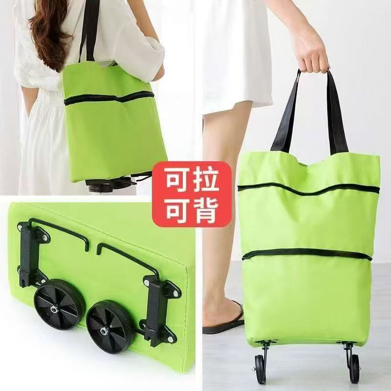 ✅ Trendy Foldable Wheeled Shopping Cart Waterproof Supermarket Trolley