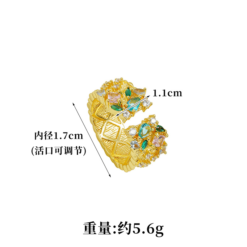 Anillo de oro de arena vietnamita con diamantes brillante estrella abierta anillo de bronce dorado no se desvanece joyas al por mayor