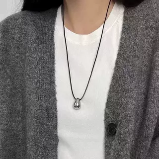 韩系极简风水滴项链可调节抽绳简约百搭颈链个性小众设计感吊坠女