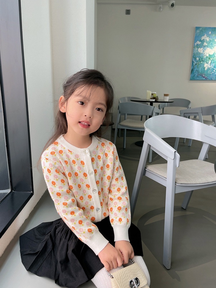 FK001 화이트 플로럴 가디건