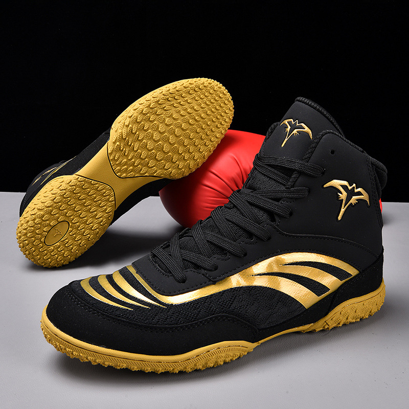 Nuevos zapatos de levantamiento de pesas de dos colores de alto nivel de comercio exterior, zapatos de lucha libre 2025, nuevos zapatos de boxeo de tamaño grande transfronterizo