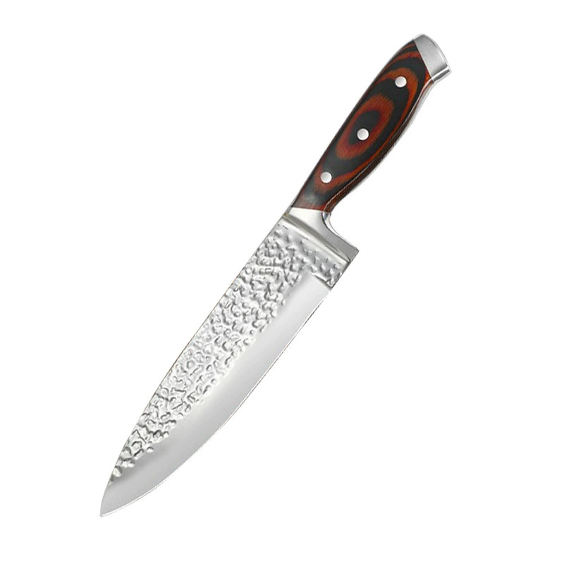 Cuchillo de cocina transfronterizo martillo forjado cuchillo de cocina cuchillo de madera cuchillo de cabeza de acero 15 piezas cuchillo de cocina cuchillo de corte de carne