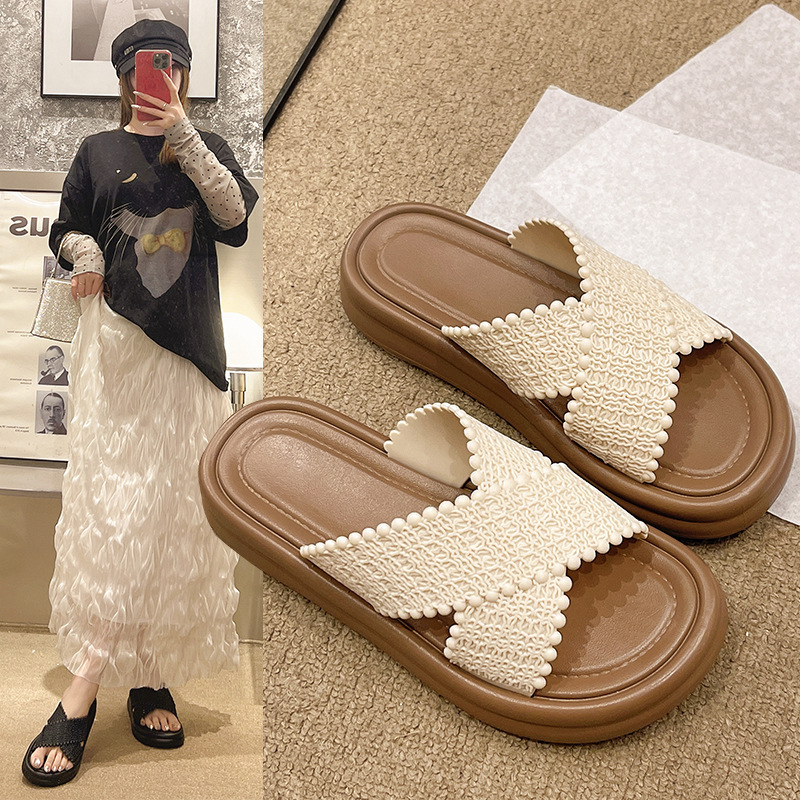 Cross slippers sandals women's net 2025 new summer can be outside fashion thick bottom infrared beach Joker slippers wholesale