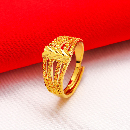 Wholesale imitation gold Vietnamese sand gold ring open gold ring female gold plated female ring live delivery wholesale
