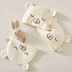 嬰兒帽子寶寶秋冬季保暖毛絨針織帽男女兒童可愛小熊毛球防寒帽