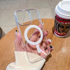 IPhone11/12/13/14promaxリンゴ13mini透明マグネット充電携帯ケースを適用して転倒を防ぐ