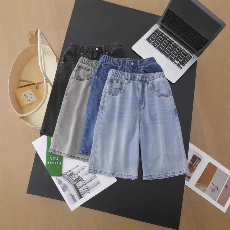 Muju 790~Tencel Blend Super Comfortable Women's Bermuda Cool Skin-Friendly Loose Denim Wide-Leg Knee-Length Shorts