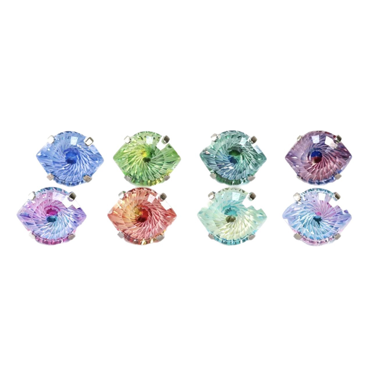 广格F136 Titanium Alloy 碗托恶魔之眼5A级 Cubic Zirconia Ear Stud Two Tone 渐变6*7.5眼睛 Ear Stud