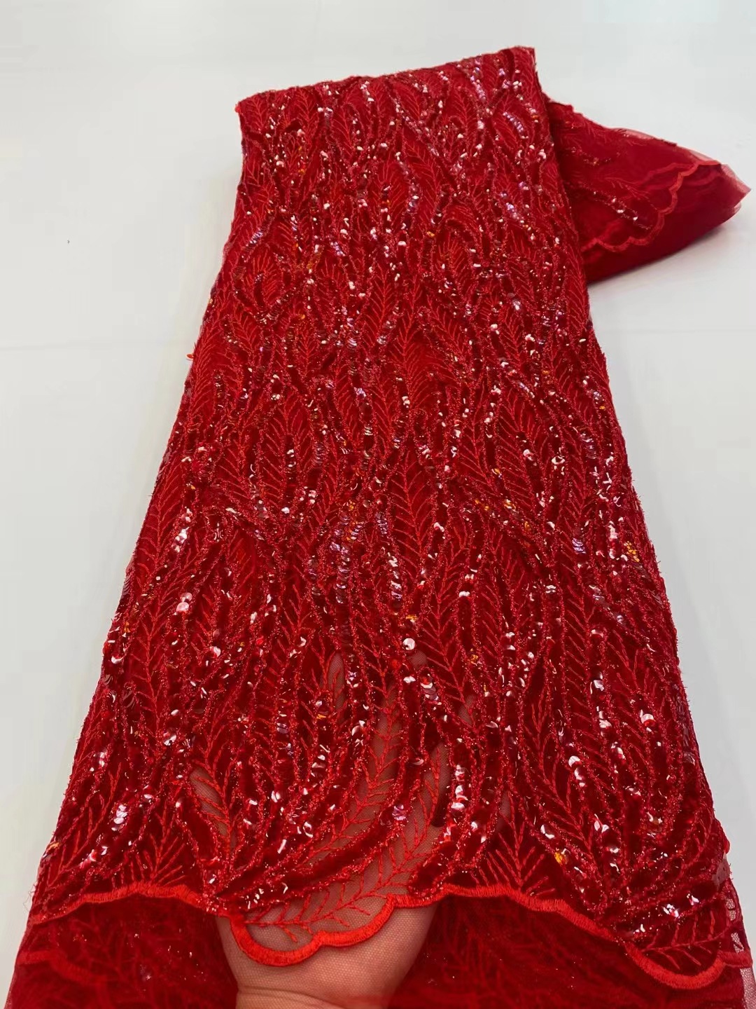 Ropa transfronteriza vestido de novia tela de lana cuerda de lentejuelas malla bordada vestido de malla de encaje JX3430