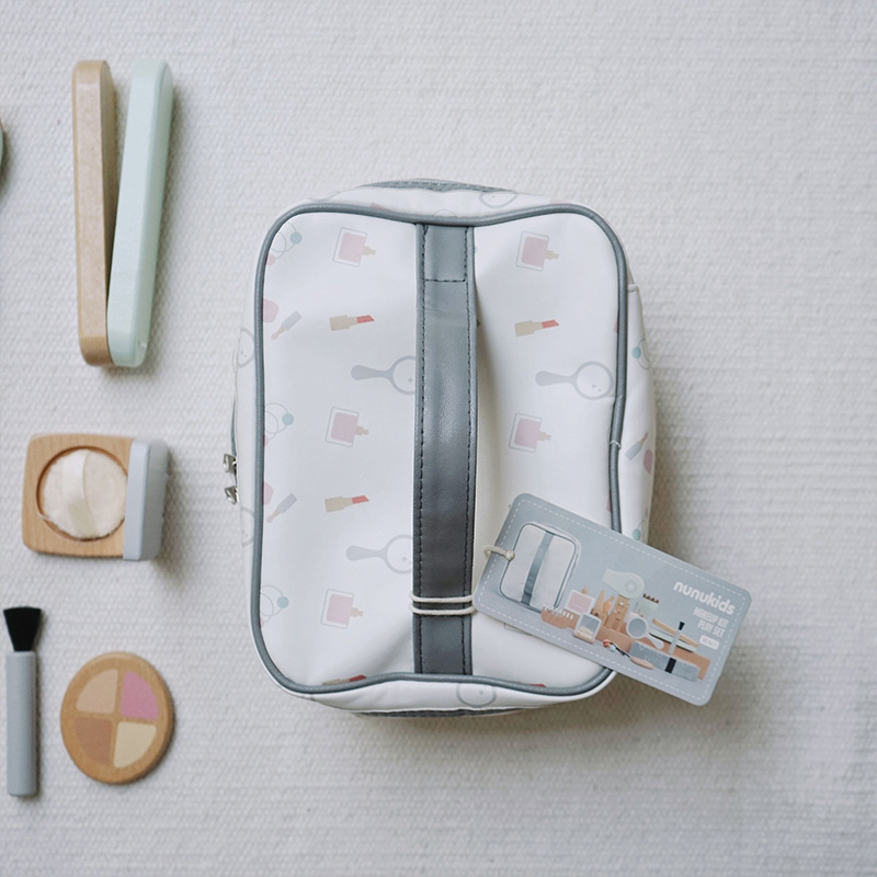 어린이 시뮬레이션 가족 이발 가방 화장품 가방 장난감 나무 빗 립스틱 향수 소녀의 핸드백 세트