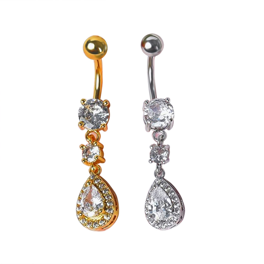 Piercing all'ombelico con goccia d'acqua in zircone europeo e americano, selezione premium disponibile in magazzino_voghion.com