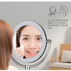 LED lighted wall-mounted mirror with rotating double-sided triple magnification vintage beauty mirror for bathroom