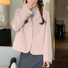 粉色西装外套女春季2024新款学生小个子韩版高级感漂亮短款小西服