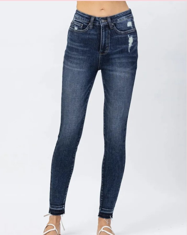Dam jeans med hög midja slim fit elastiska denim byxor_voghion.com